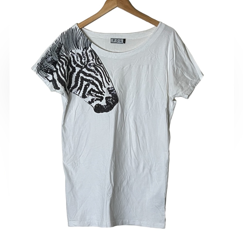 POL | 100% cotton Zebra graphic longline crewneck tee shirt size small